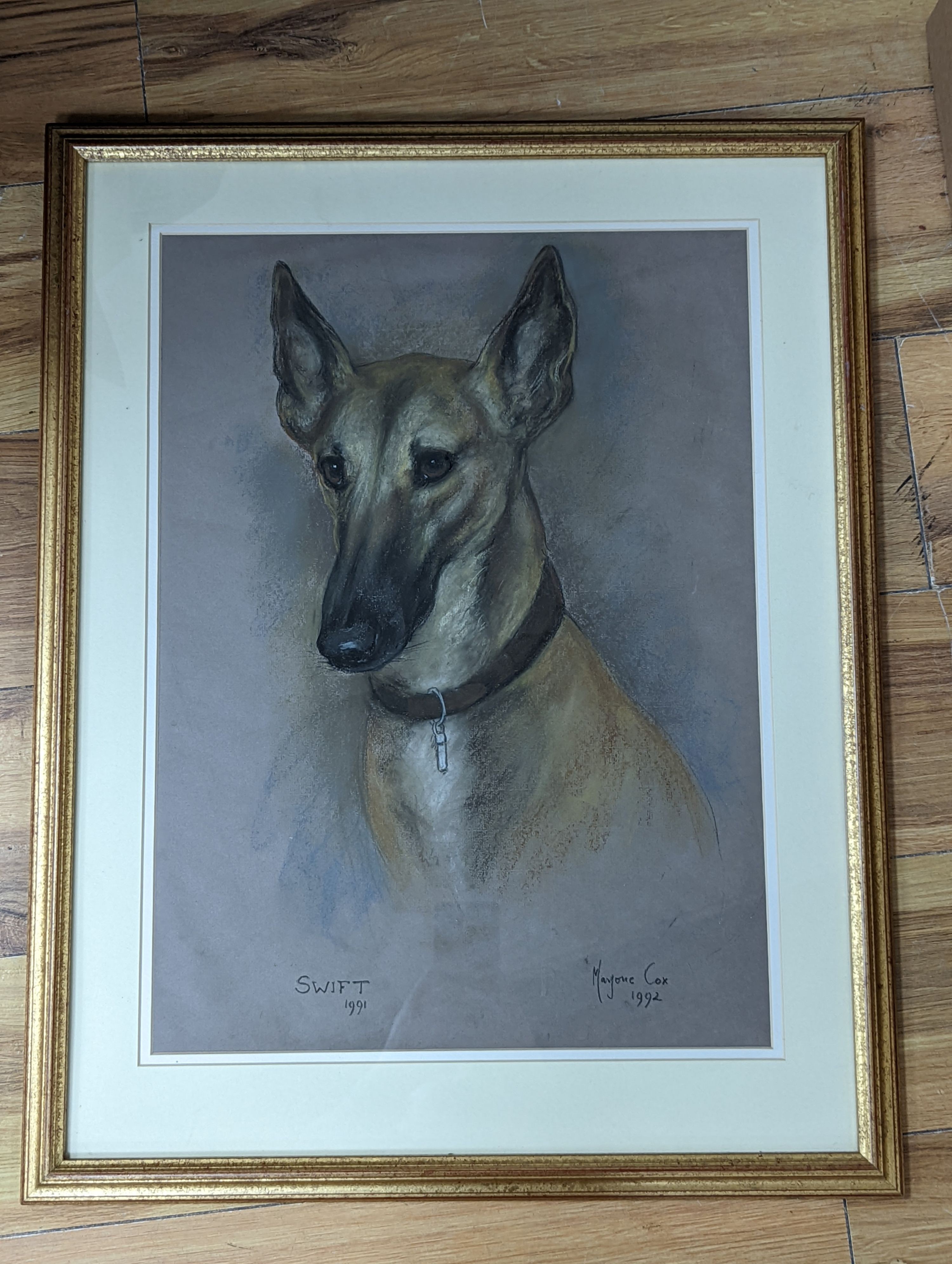Marjorie Cox (1915-2003), pastel, Portrait of a dog, signed and dated 1992, 49 x 36cm